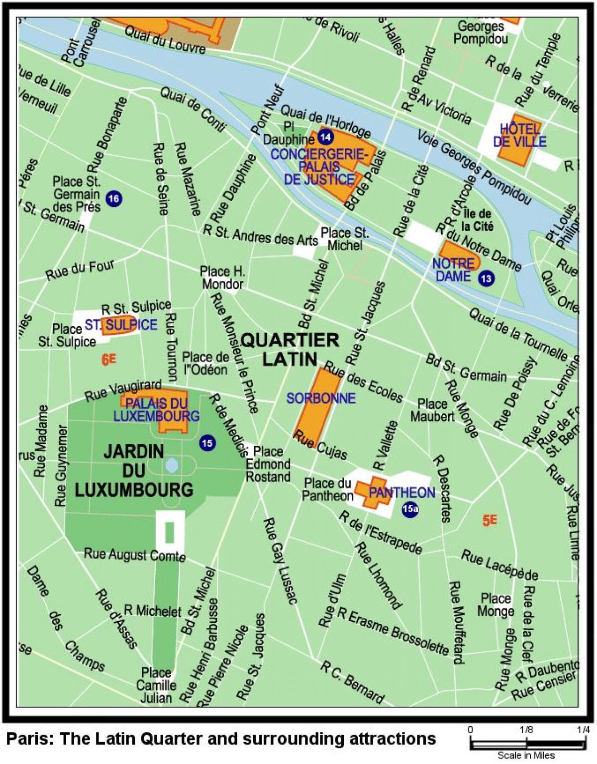 Карта латинске квартал Париза