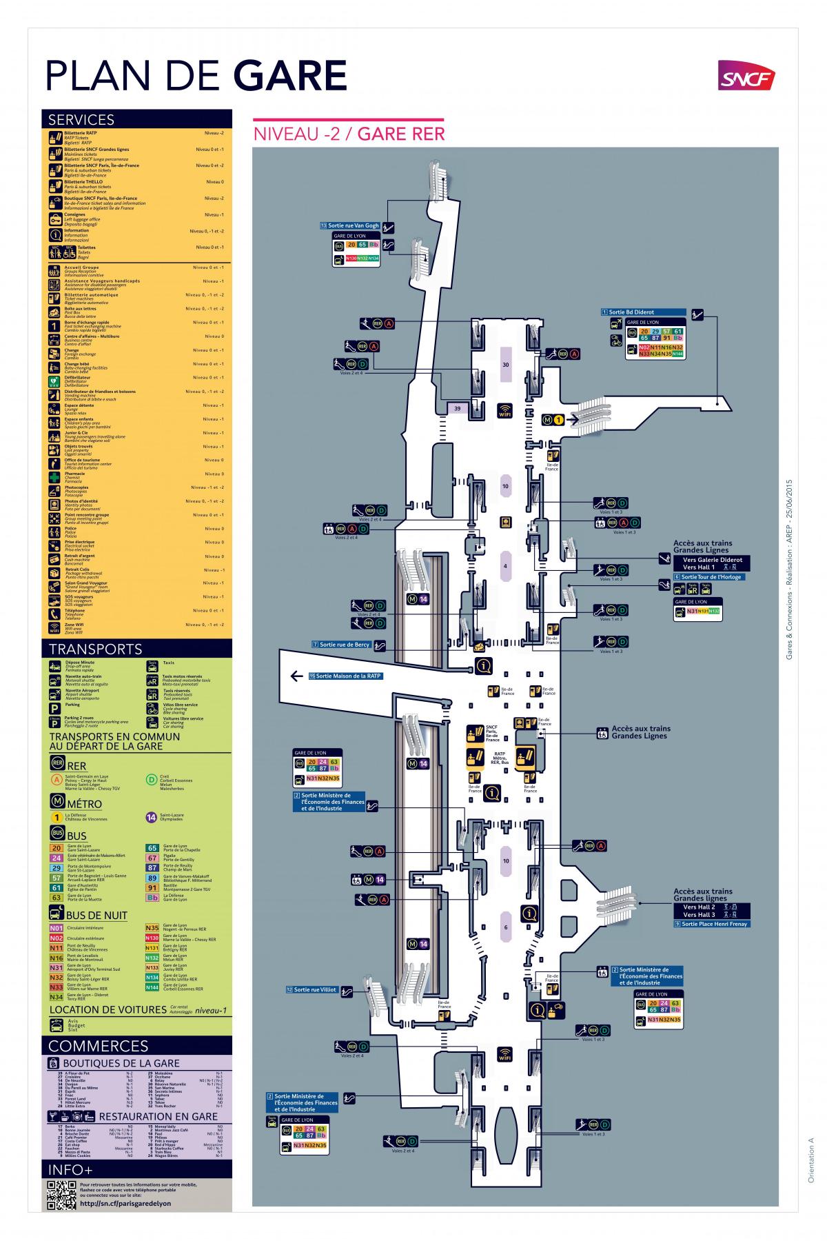 Карта Париза-Лионского станице рер
