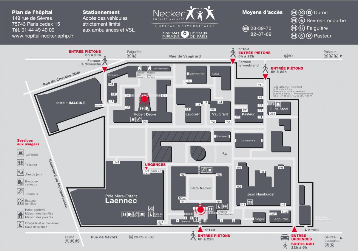 Карта болнице necker