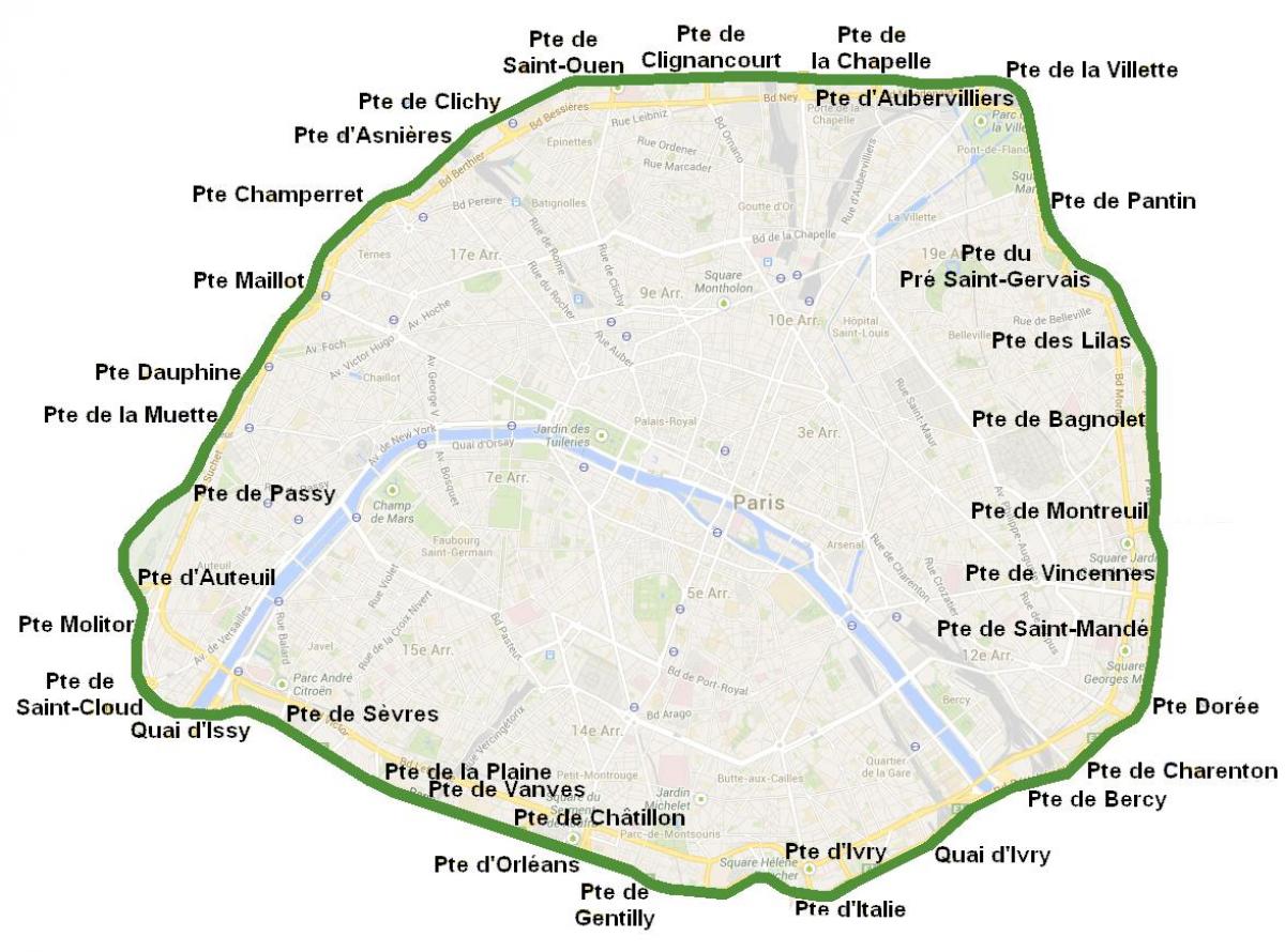 Мапа градских капија Париза