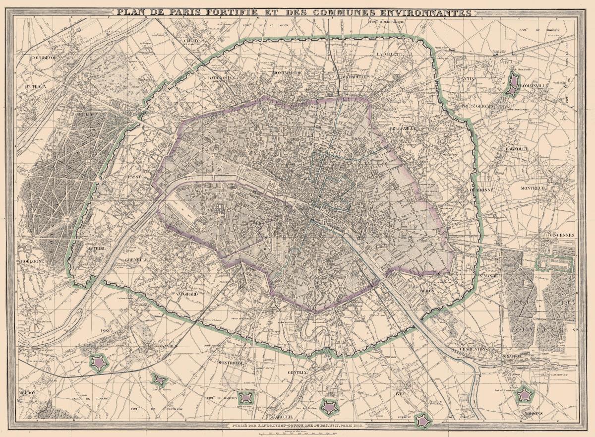 Карта Паризу 1850