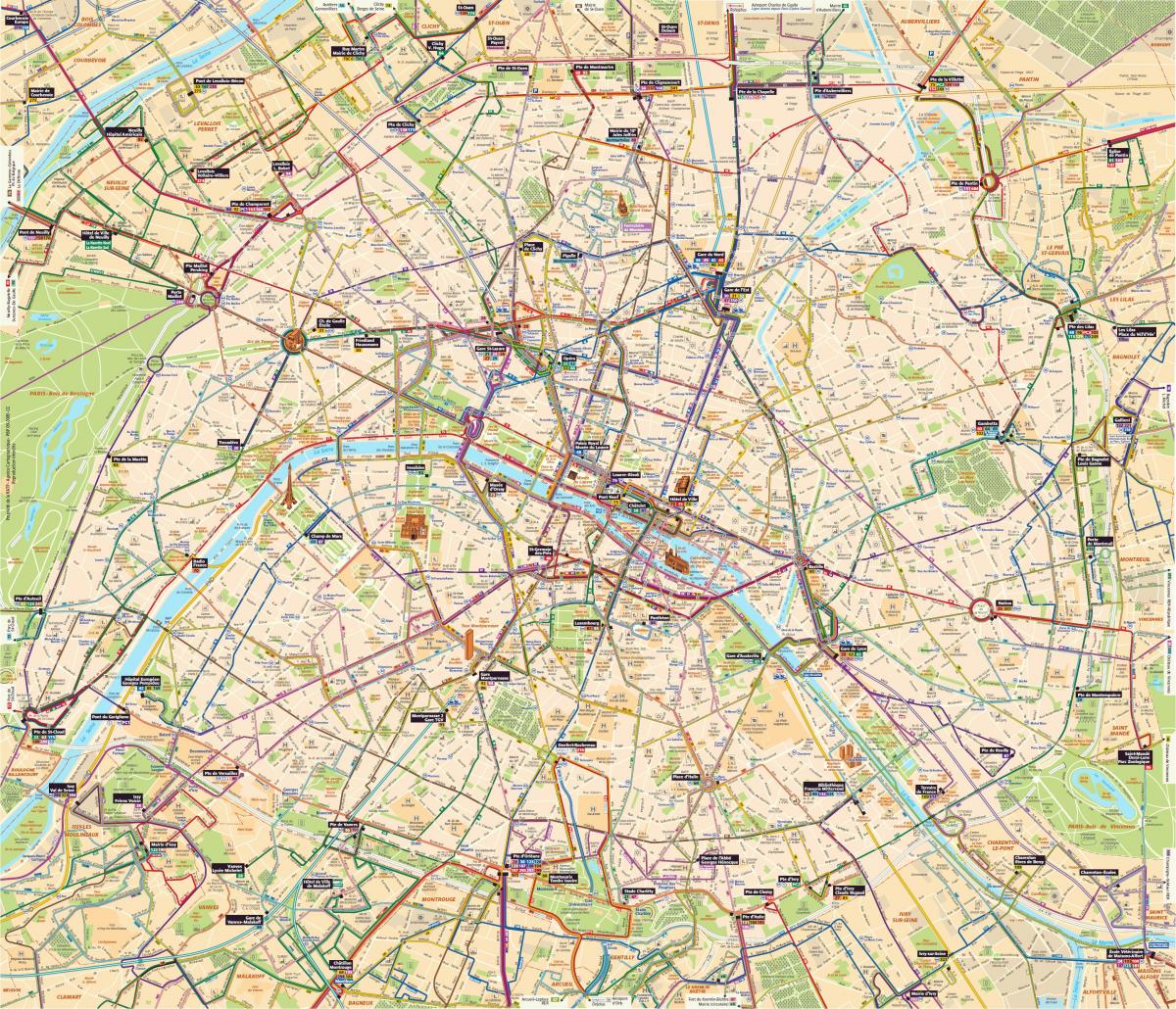 Карта Париза на аутобусу