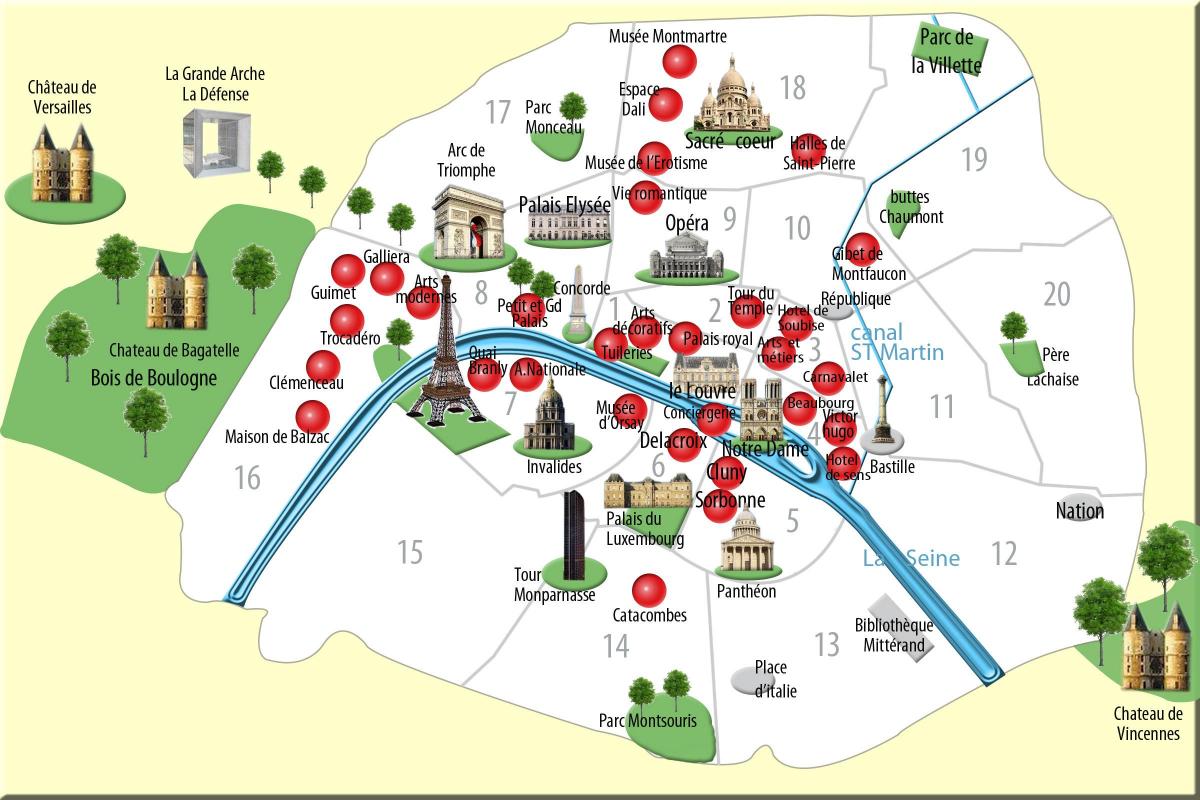 Карта Париза споменици