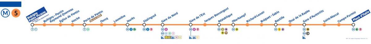 Карта Парис метро 5
