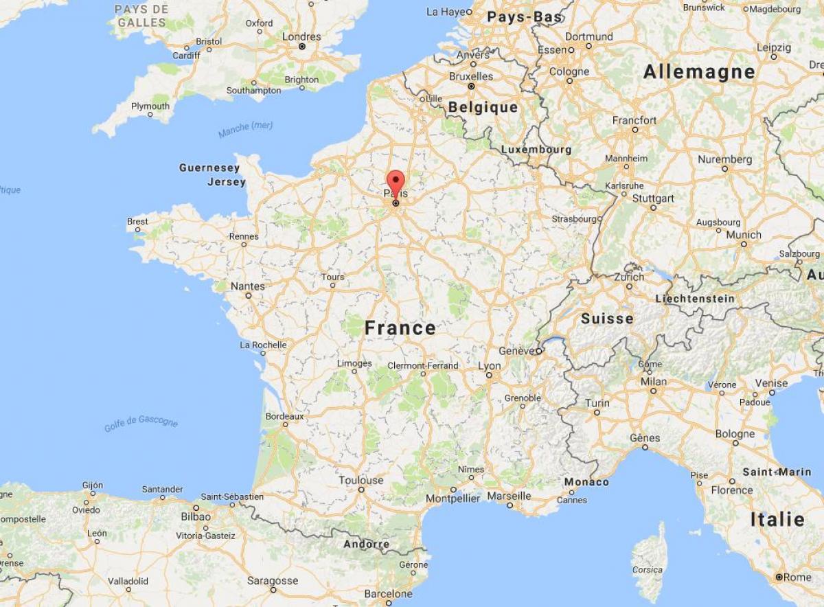 Карта Париза на мапи Француске
