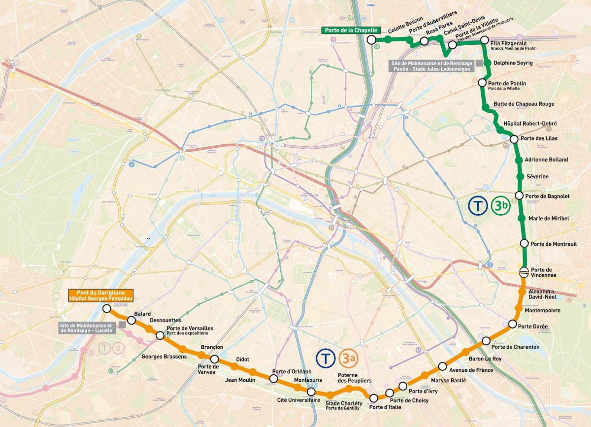 Карта Париза трамваји
