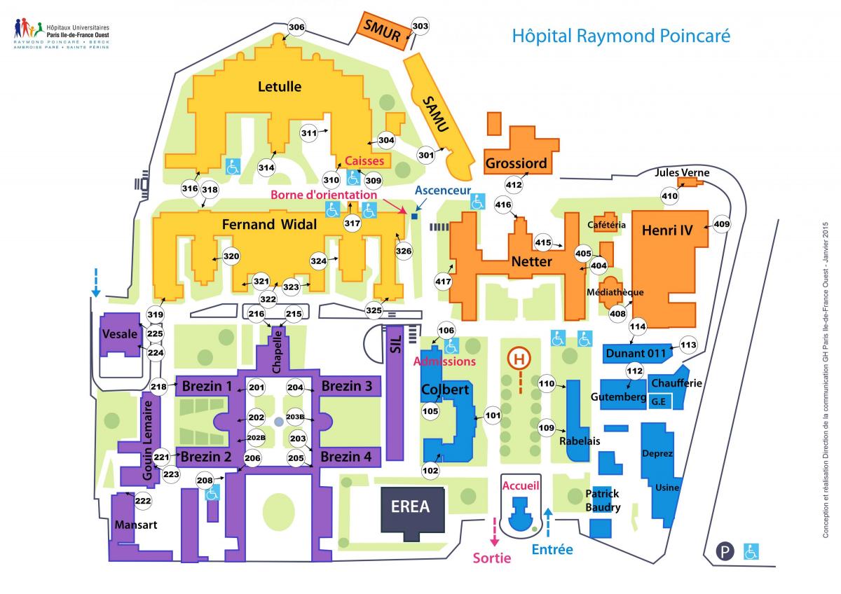 Карта Раймон-Поенкаре болници