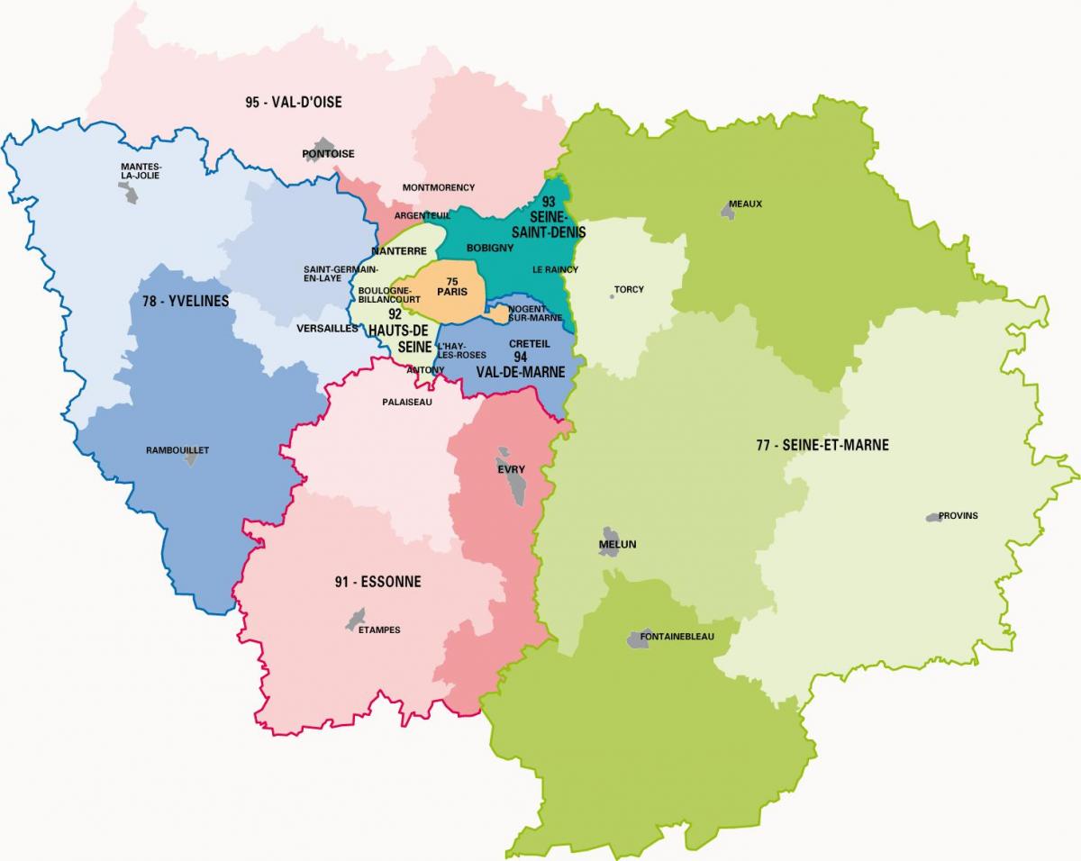 Карта регион парисиенне