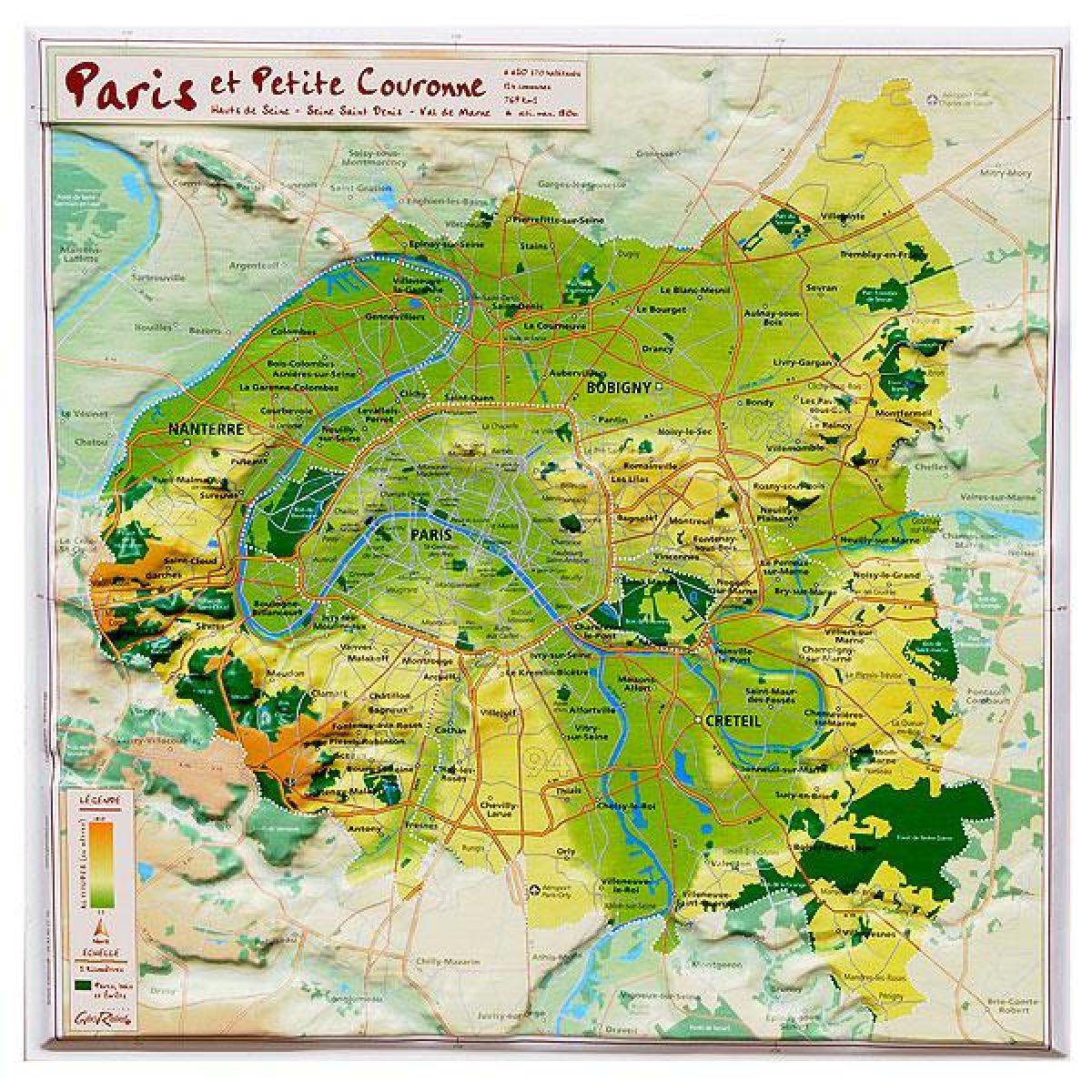 Карта рељефа Париз