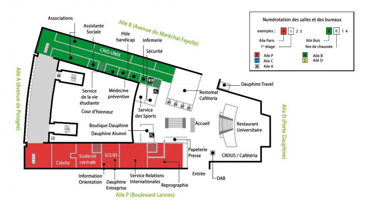 Мапа универзитета Дофин - приземље