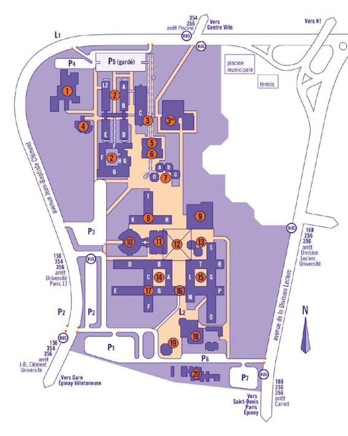 Мапа универзитета Париз 13.