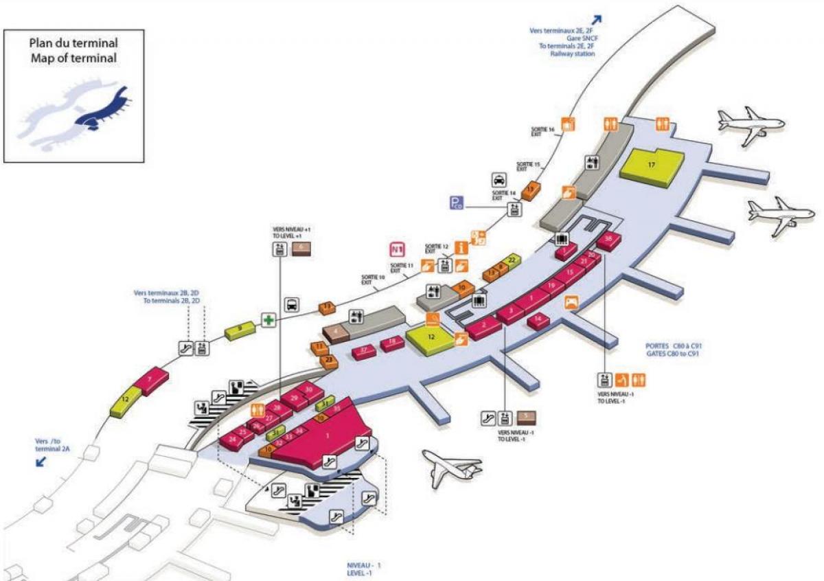 Карта Шарл-де-гол терминал 2Ц аеродрома