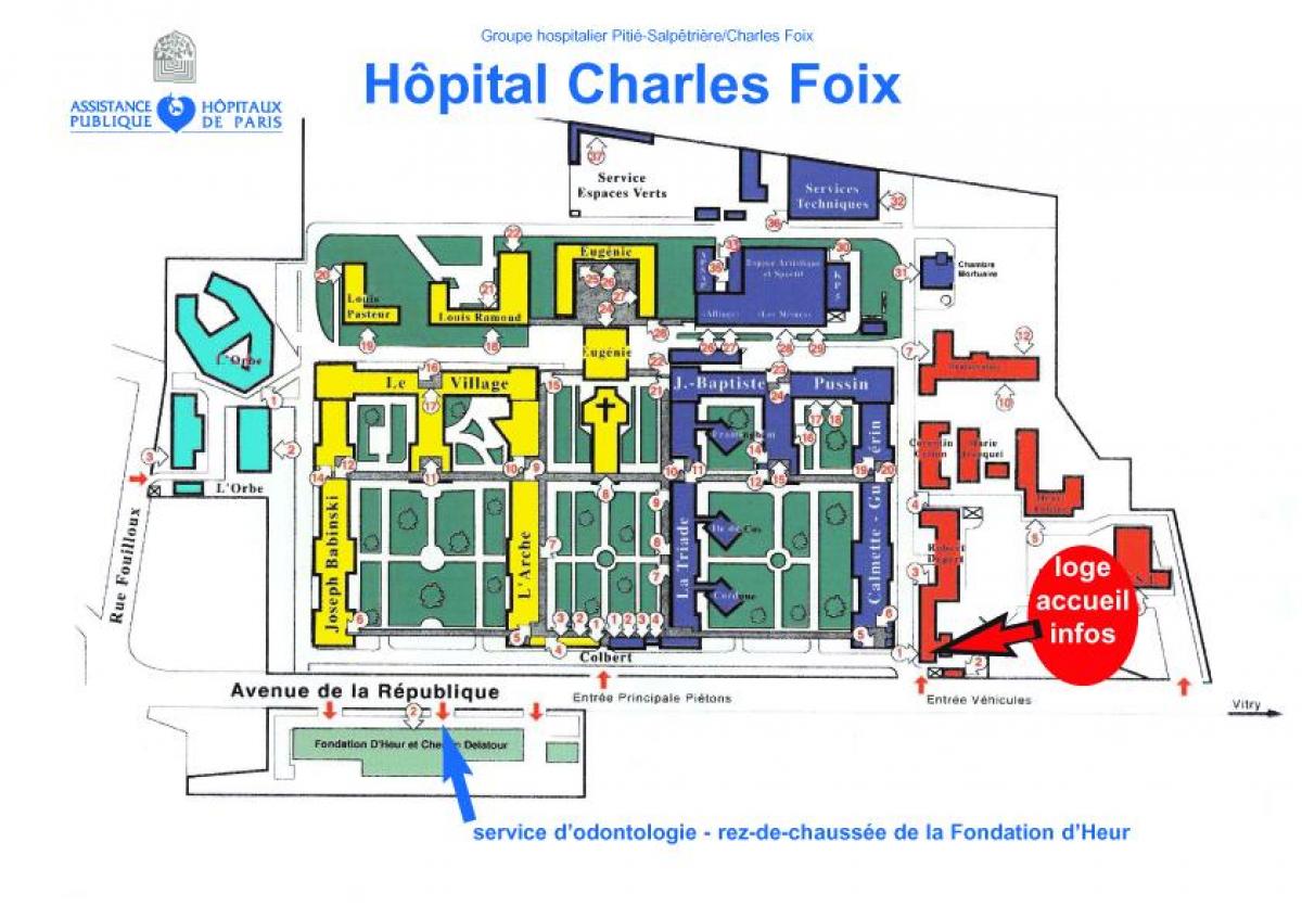 Карта Чарлс-Фуа болници