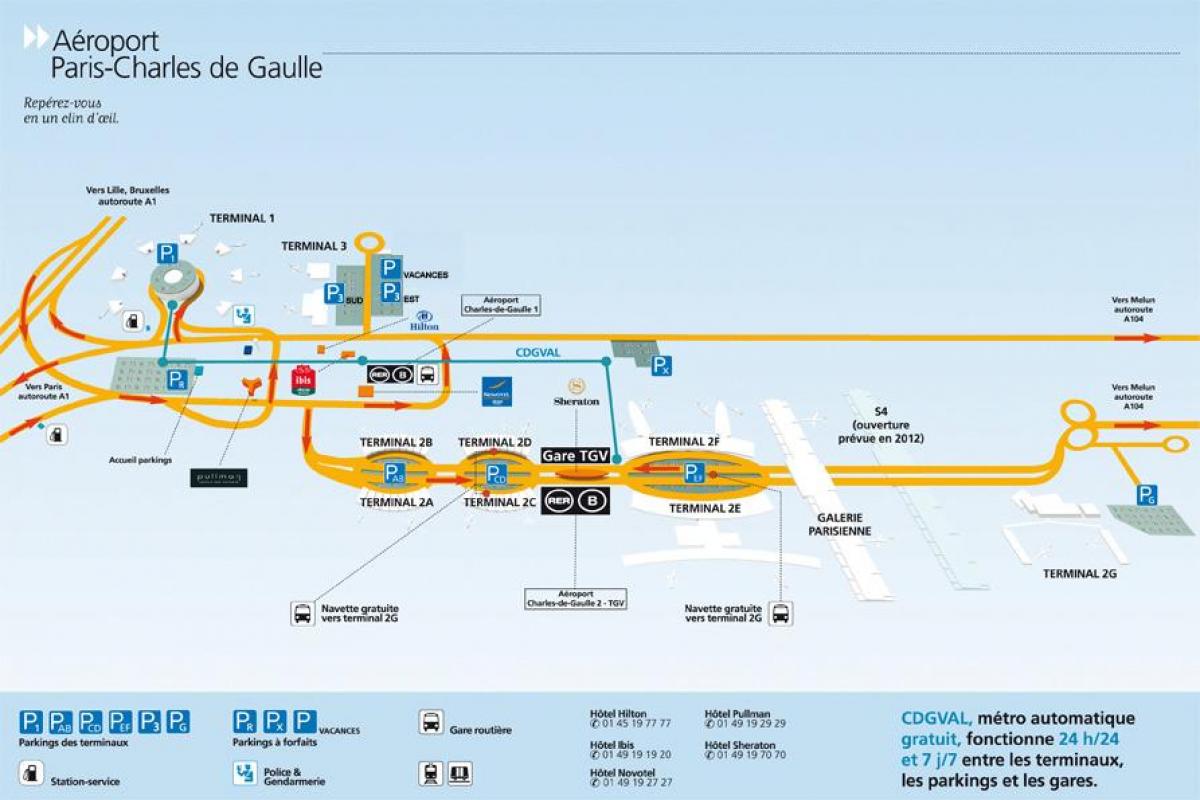 Мапа аеродрома Шарл де Гола
