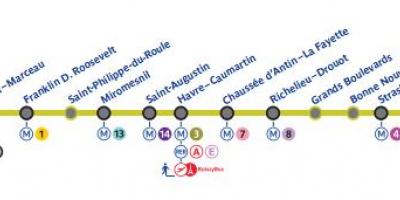 Карта Париза линије метроа 9