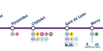 Карта Париза линије метроа 14